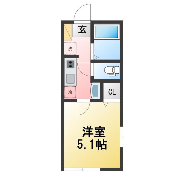 CASA二俣川(1K/1階)の間取り写真