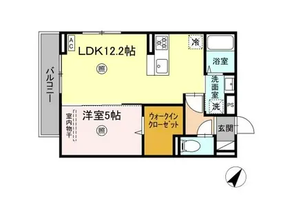 シャローム城原(1LDK/3階)の間取り写真