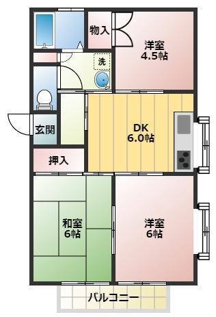 東郷若葉マンションC・D(3DK/1階)の間取り写真