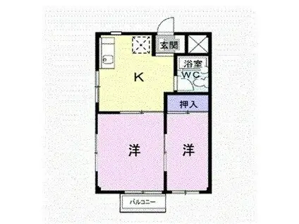 サンビレッジ稲生(2K/2階)の間取り写真
