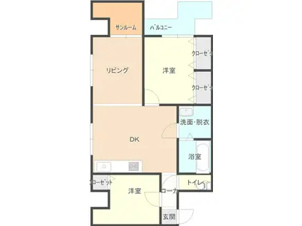 コンチネンタルスカイハイツ(2DK/2階)の間取り写真