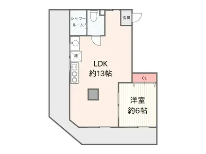 横川ビル(1LDK/5階)の間取り写真