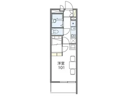 ブルーライン 片倉町駅 徒歩6分 4階建 築19年(1K/4階)の間取り写真