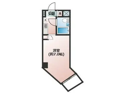 天神エクセル12(1K/2階)の間取り写真