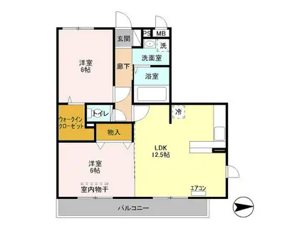 グランシャリオII(2LDK/3階)の間取り写真