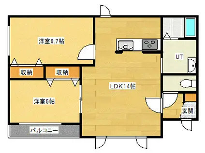 ソレイユ12(2LDK/2階)の間取り写真