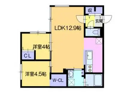 カサトレス元町(2LDK/4階)の間取り写真