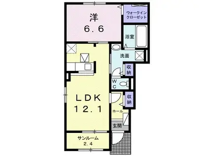 LIEN KURINOKI A(1LDK/1階)の間取り写真