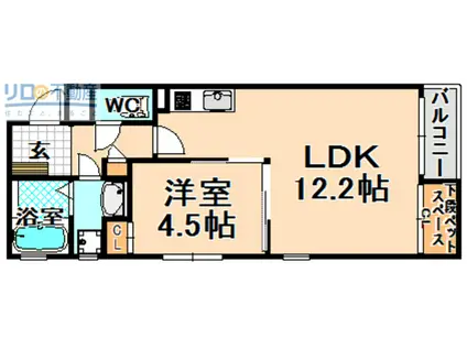 VILLAFRONT安堂寺(1LDK/2階)の間取り写真