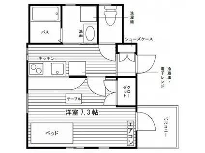 PIACE代々木上原(1K/2階)の間取り写真
