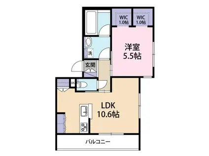 セノーテ南台(1LDK/2階)の間取り写真