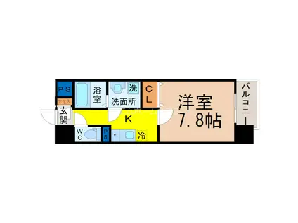 HF今池南レジデンス イースト棟(1K/14階)の間取り写真