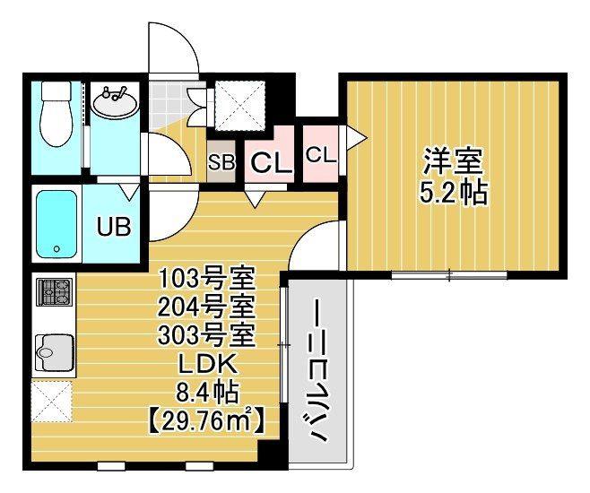 COTE DOR SOGA(1LDK/2階)の間取り写真