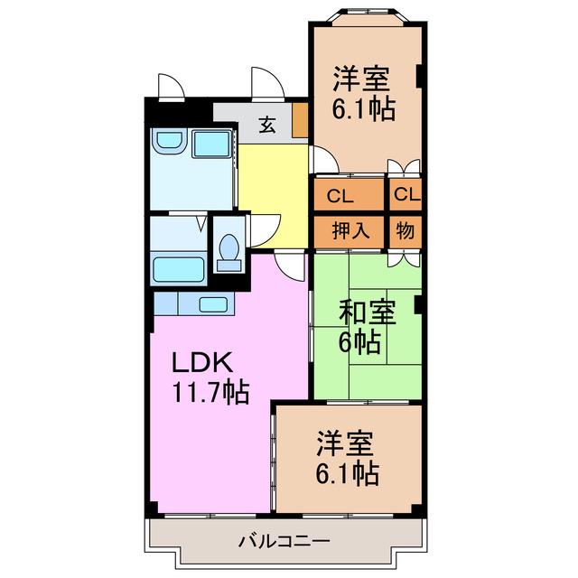 フォレストサイドK-III(3LDK/1階)の間取り写真