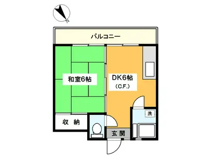 三村ビル(1DK/3階)の間取り写真