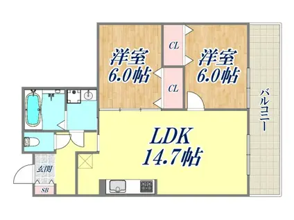 RANA COURT(2LDK/1階)の間取り写真