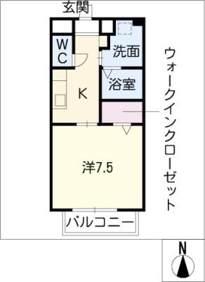 リッツハウス(1K/2階)の間取り写真