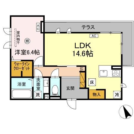 DS LIEN  E(1LDK/1階)の間取り写真