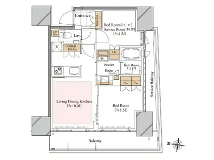 ブランシエスタ白山(1SLDK/7階)の間取り写真