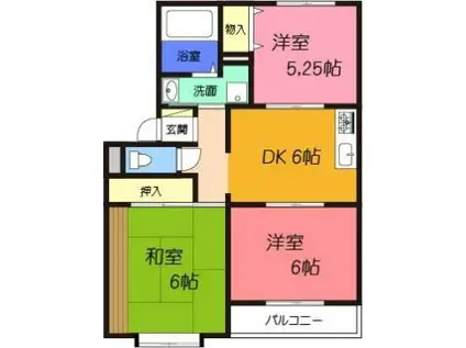 タカラマンションI(3DK/3階)の間取り写真