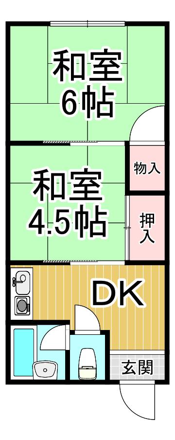 ノース大庄(2DK/3階)の間取り写真