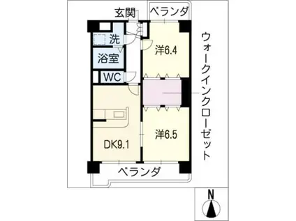 マジェスティ(2DK/4階)の間取り写真