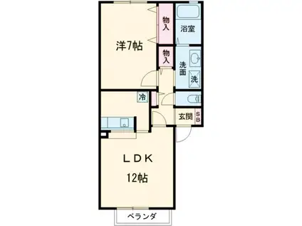 プレアデス・コートD(1LDK/1階)の間取り写真