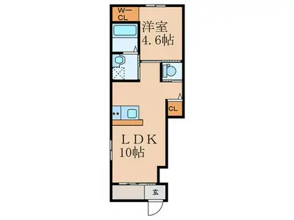 アップルテラス(1LDK/1階)の間取り写真