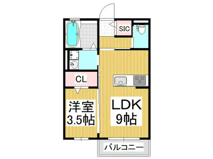 ハイムルキア(1LDK/1階)の間取り写真