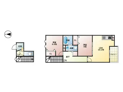 フロンティア(2LDK/2階)の間取り写真