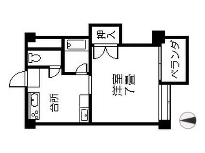 スカイハイツ1(1K/4階)の間取り写真