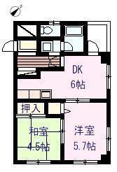コアマンション熊高前306号(2DK/3階)の間取り写真