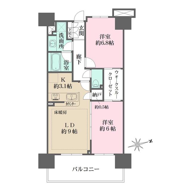 ザ・パークハウス川口(2LDK/10階)の間取り写真