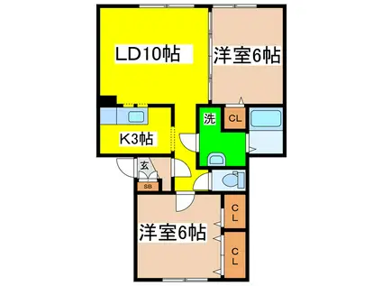 コーポブレーメン A館(2LDK/1階)の間取り写真