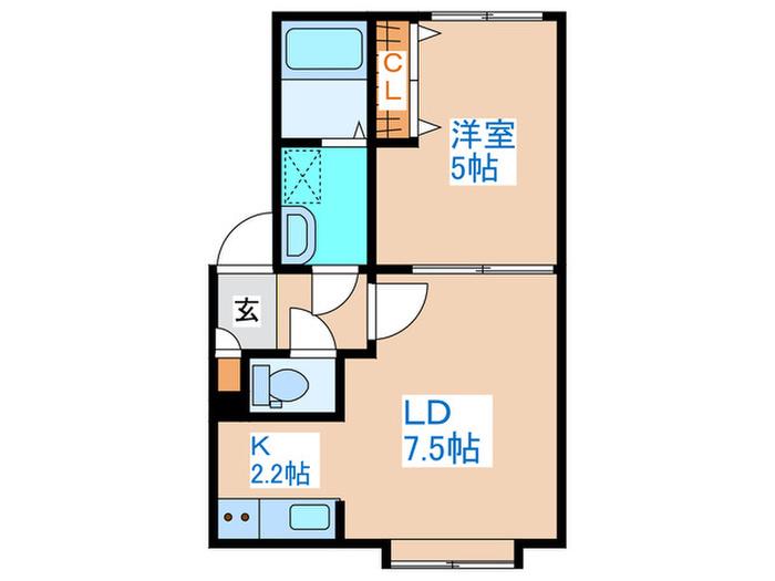 チェルシー平和の杜(1LDK/3階)の間取り写真