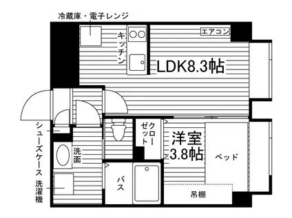 学生会館 メニーズコート科学大学前(1LDK/3階)の間取り写真