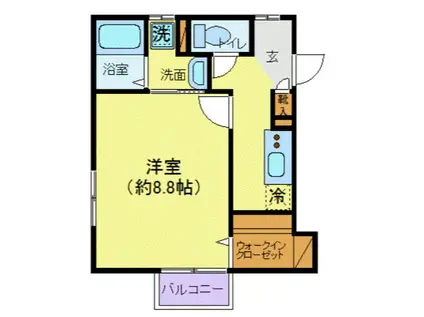 アムール二ポポ(1K/2階)の間取り写真