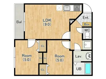 グランベール(2LDK/3階)の間取り写真