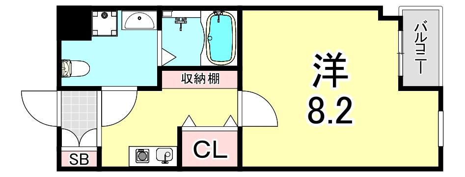 阪急今津線 門戸厄神駅 徒歩2分 3階建 築21年(1K/2階)の間取り写真