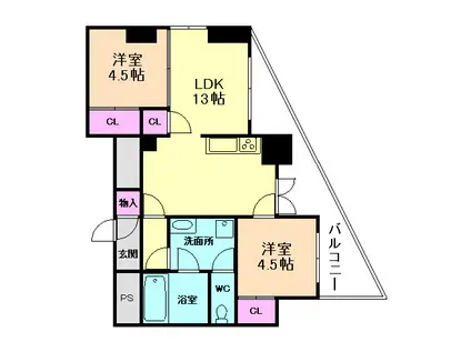 アテレハイツ(2LDK/1階)の間取り写真