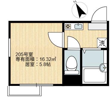 イルビラージュ四つ木(1K/2階)の間取り写真