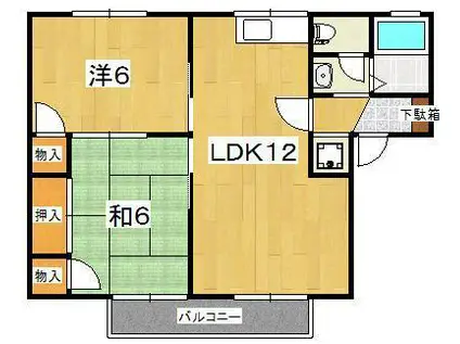 シャトレー森戸(2LDK/2階)の間取り写真