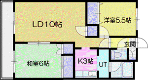 ドミール幸Ⅲ(2LDK/4階)の間取り写真