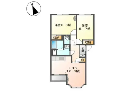 CHUCK BERRY HILLS(2LDK/1階)の間取り写真