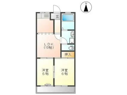 セントラルパークA・B(2LDK/2階)の間取り写真