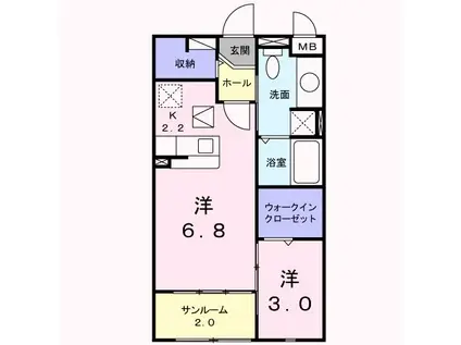 ミスモ・アイ(1LDK/1階)の間取り写真