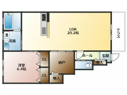 ゼフィールIII(1SLDK/1階)の間取り写真