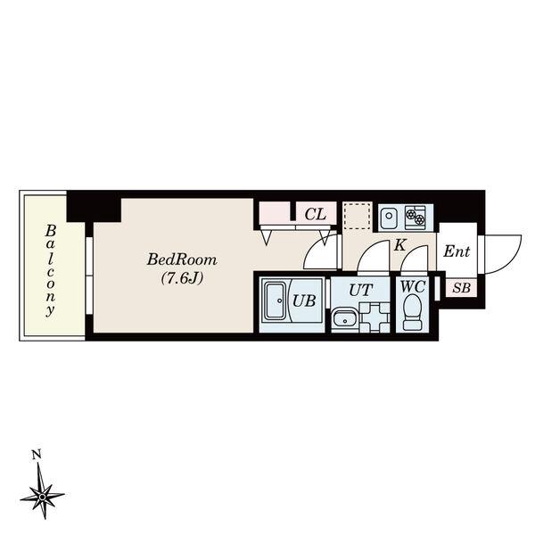 S-RESIDENCE桜本町AWESOME(1K/13階)の間取り写真
