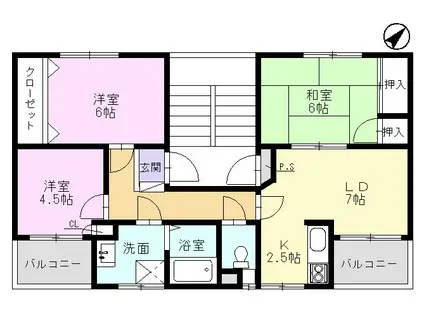 リプレイス手賀野(3LDK/2階)の間取り写真