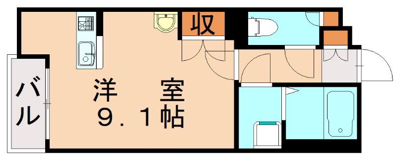 ミランダ高江K(ワンルーム/1階)の間取り写真